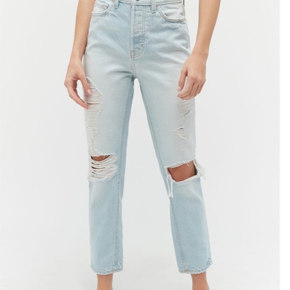 BDG High-Waisted Slim Straight Peasant Hipster Hippie Boho Street Destroyed Jean - Picture 5 of 12